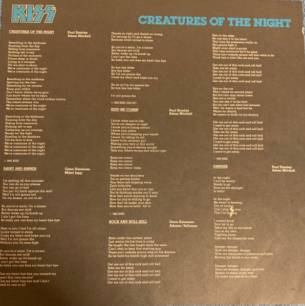 Kiss – Creatures Of The Night LP vinyl record, image 5 of 6