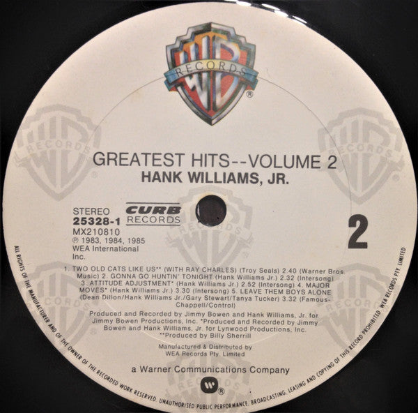 Hank Williams Jr. – Greatest Hits Volume 2 LP vinyl record, image 4 of 6