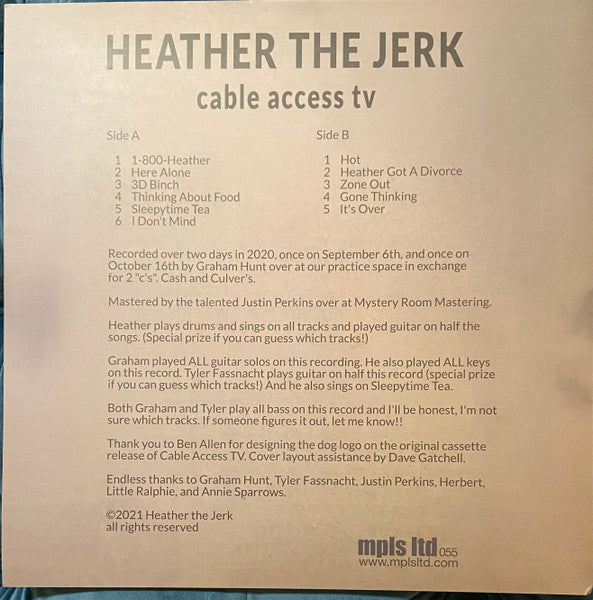 Heather The Jerk – Cable Access TV 12" vinyl record, image 2 of 4