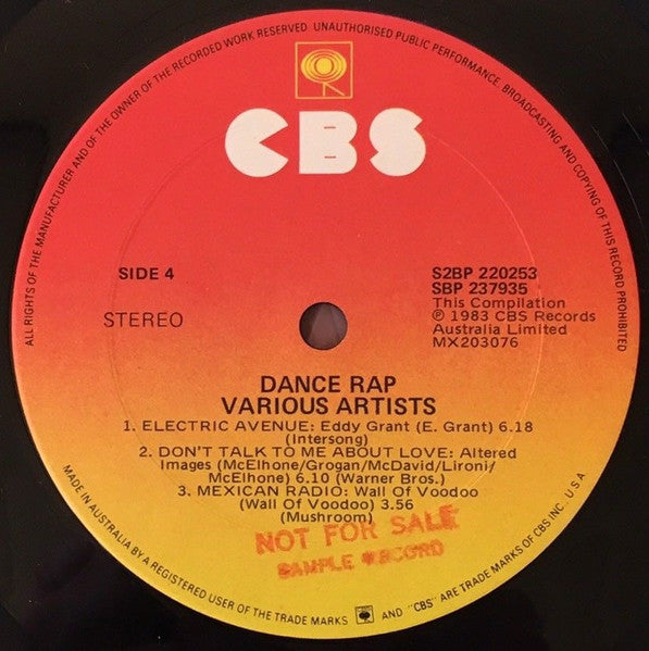 Various – Dance Rap 83 (2xLP) LP vinyl record, image 6 of 6