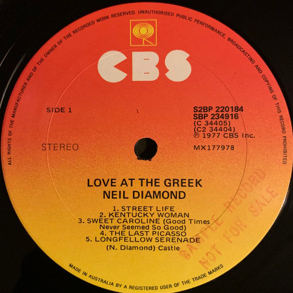 Neil Diamond – Love At The Greek - Recorded Live At The Greek Theatre (2xLP) LP vinyl record, image 7 of 8