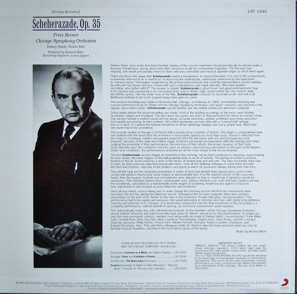 Nikolai Rimsky-Korsakov, Fritz Reiner, Chicago Symphony Orchestra – Scheherazade LP vinyl record, image 2 of 10
