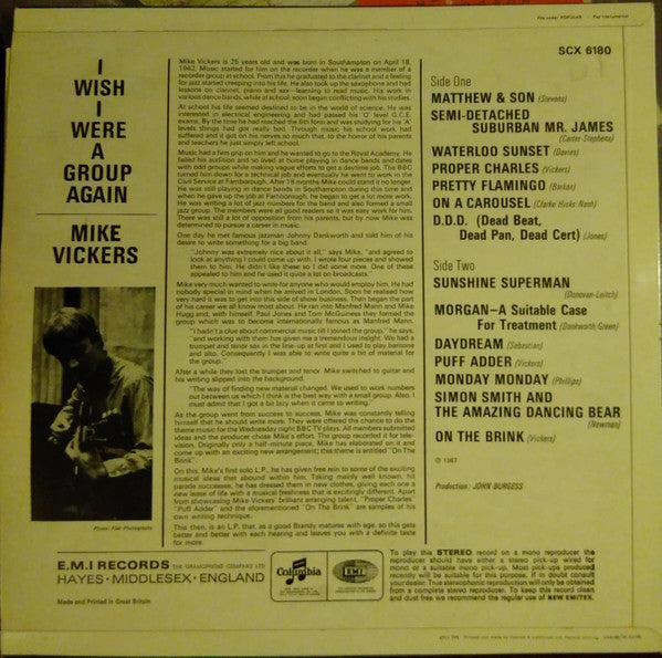 Mike Vickers – I Wish I Were A Group Again LP vinyl record, image 2 of 3