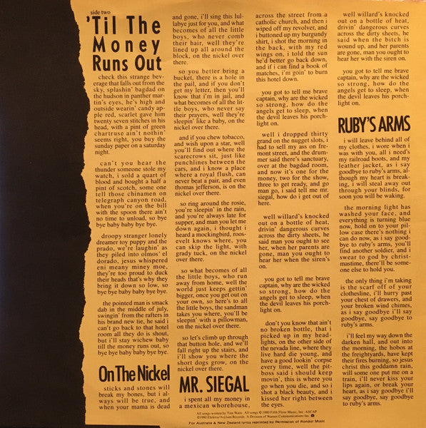 Tom Waits – Heartattack And Vine LP vinyl record, image 6 of 6
