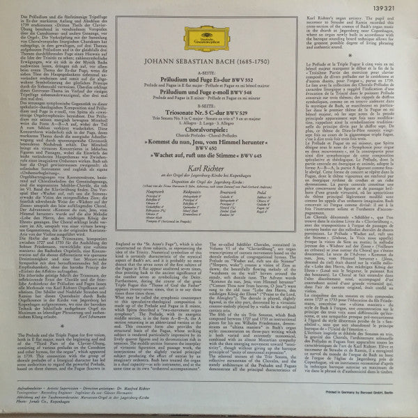 Johann Sebastian Bach, Karl Richter – Orgelwerke (Vol. 1) LP vinyl record, image 2 of 5