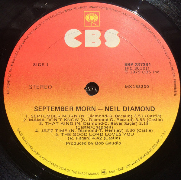 Neil Diamond – September Morn LP vinyl record, image 6 of 7
