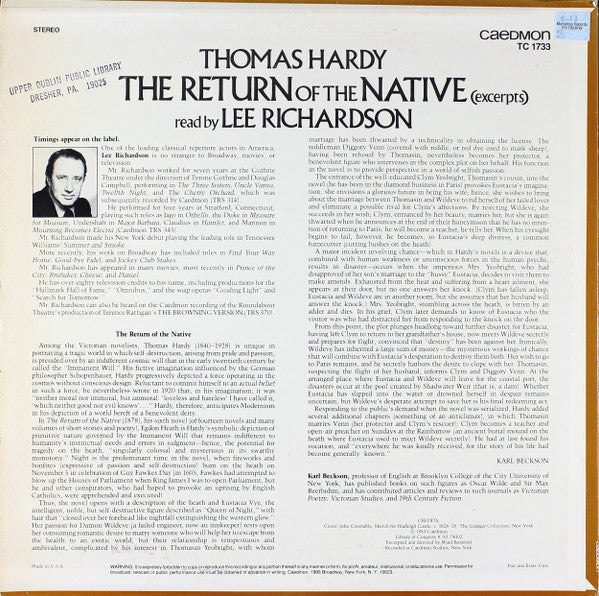 Thomas Hardy, Lee Richardson – The Return Of The Native (Excerpts) LP vinyl record, image 2 of 4