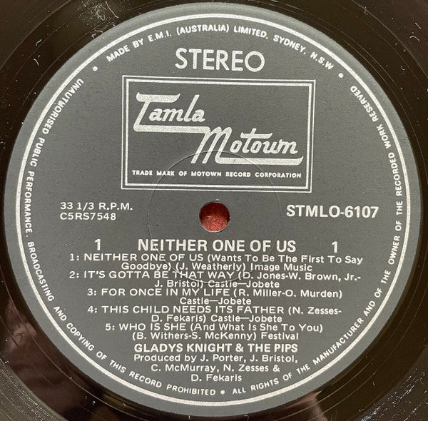 Gladys Knight And The Pips – Neither One Of Us LP vinyl record, image 3 of 4