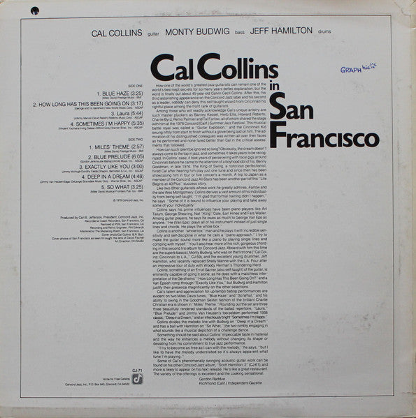 Cal Collins – Cal Collins In San Francisco LP vinyl record, image 2 of 4