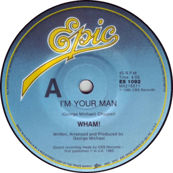 Wham! – I'm Your Man 7" vinyl record, image 3 of 4