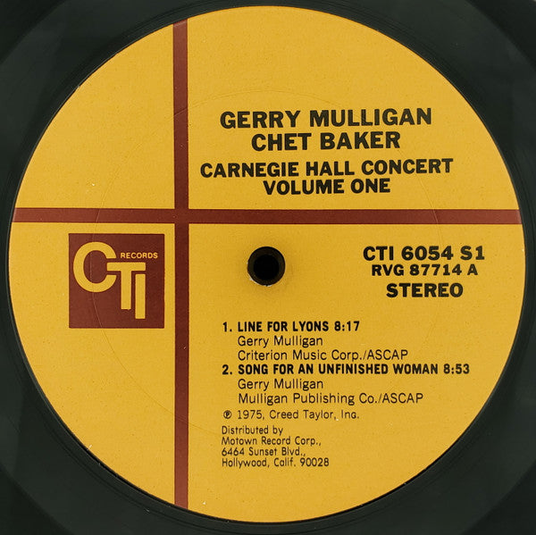 Gerry Mulligan, Chet Baker – Carnegie Hall Concert Volume 1 LP vinyl record, image 5 of 7