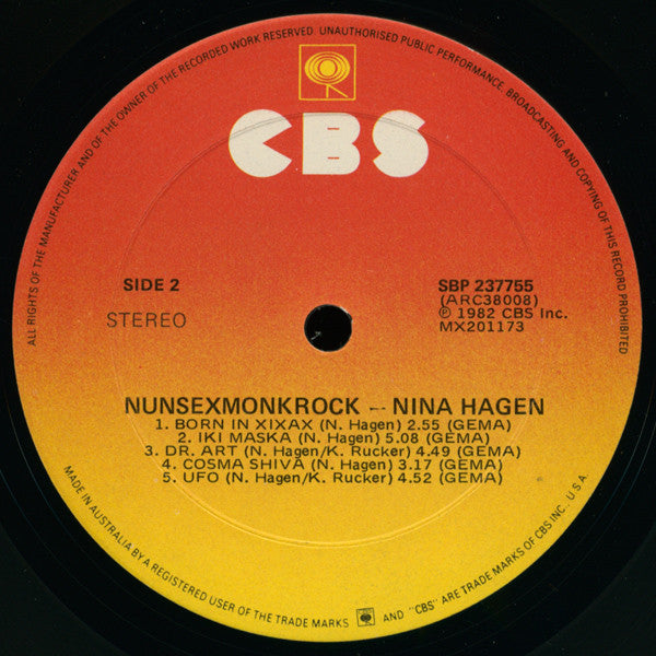 Nina Hagen – Nunsexmonkrock LP vinyl record, image 4 of 6