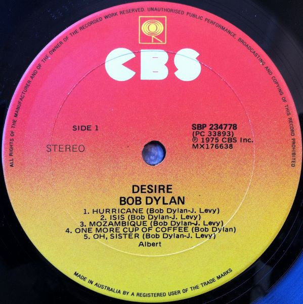 Bob Dylan – Desire LP vinyl record, image 4 of 6