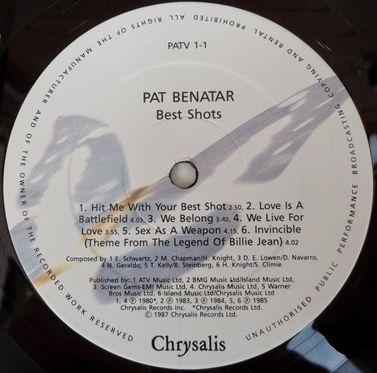 Pat Benatar – Best Shots LP vinyl record, image 3 of 4