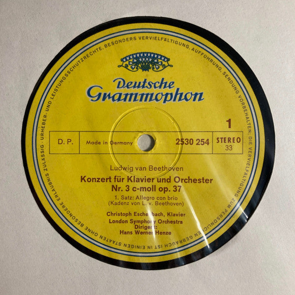 Ludwig van Beethoven, Christoph Eschenbach, London Symphony Orchestra, Hans Werner Henze – Klavierkonzert Nr. 3 C-moll = Piano Concerto No. 3 In C Minor LP vinyl record, image 3 of 3