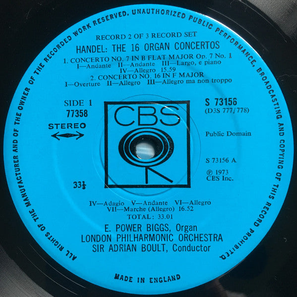 Georg Friedrich Händel, E. Power Biggs, Sir Adrian Boult, London Philharmonic Orchestra – The Sixteen Organ Concertos (3xLP) LP vinyl record, image 5 of 10
