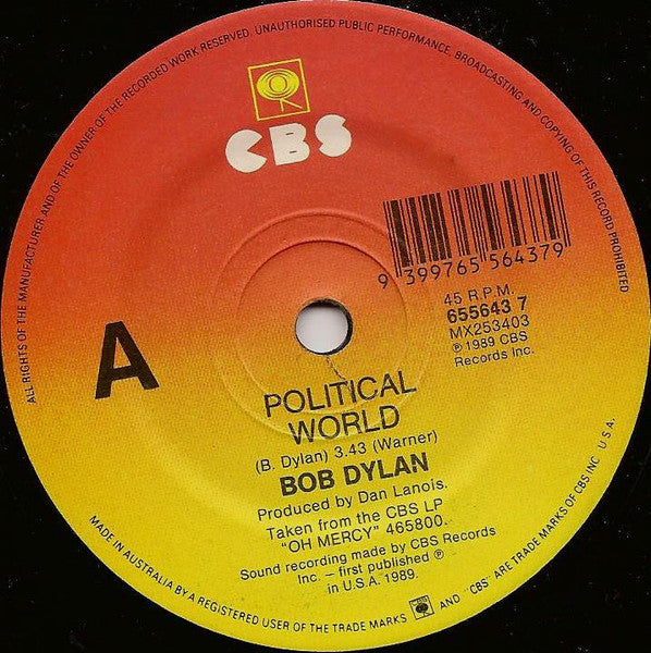 Bob Dylan – Political World 7" vinyl record, image 1 of 3