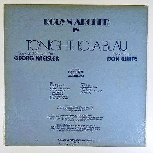 Robyn Archer – Tonight: Lola Blau LP vinyl record, image 2 of 5