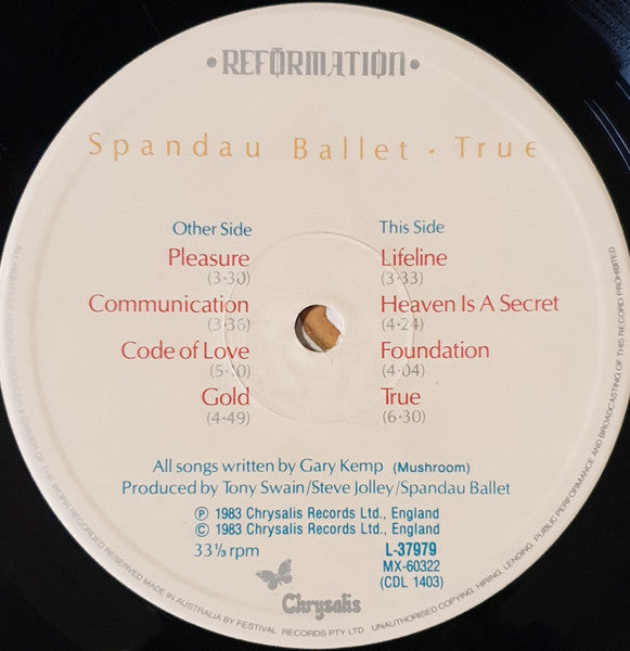 Spandau Ballet – True LP vinyl record, image 3 of 6