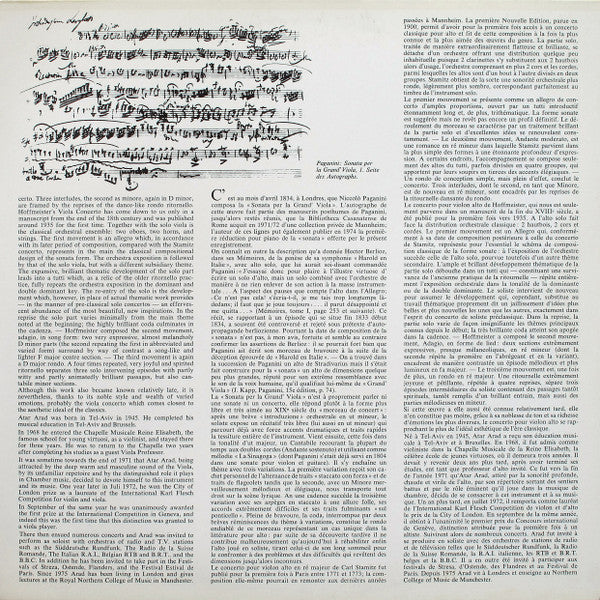 Niccolò Paganini, Carl Stamitz, Franz Anton Hoffmeister, Atar Arad, Philharmonia Hungarica, Reinhard Peters – Viola Concertos LP vinyl record, image 3 of 6