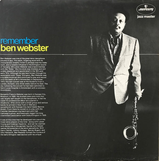 Ben Webster – Remember Ben Webster LP vinyl record, image 1 of 4