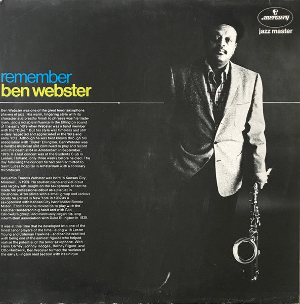 Ben Webster – Remember Ben Webster LP vinyl record, image 1 of 4