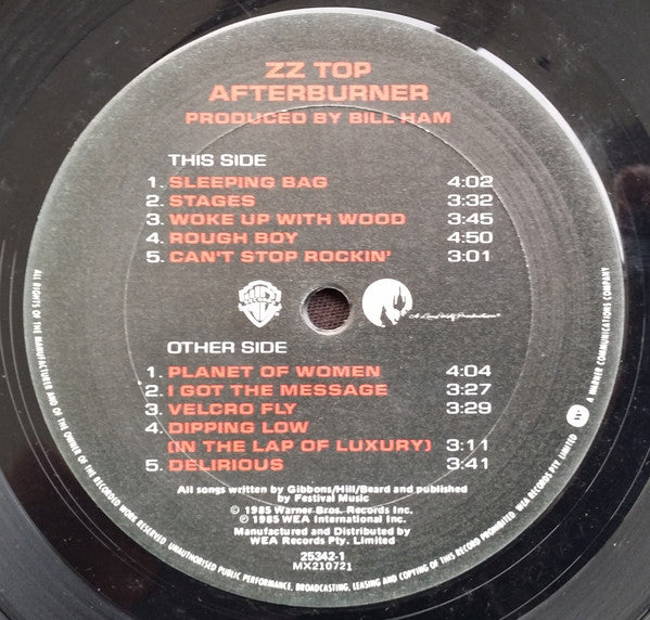 ZZ Top – Afterburner LP vinyl record, image 3 of 4