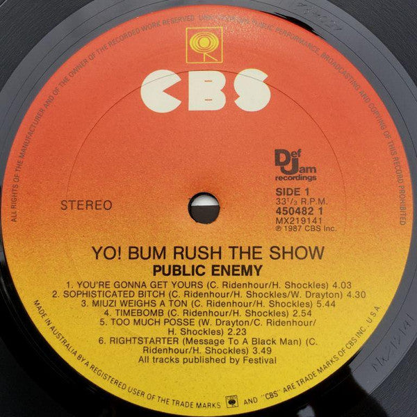 Public Enemy – Yo! Bum Rush The Show LP vinyl record, image 3 of 4