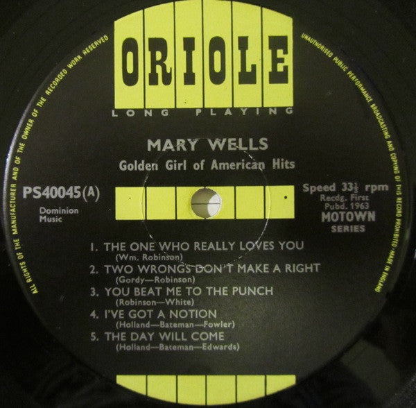 Mary Wells – The Golden Girl Of American Hits LP vinyl record, image 3 of 4
