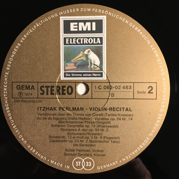 Itzhak Perlman – Violin Recital LP vinyl record, image 4 of 4