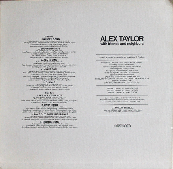 Alex Taylor – Alex Taylor With Friends And Neighbors LP vinyl record, image 3 of 6