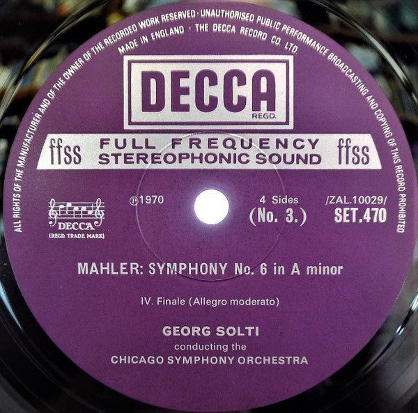 Gustav Mahler, Chicago Symphony Orchestra, Georg Solti, Yvonne Minton – Symphony No. 6 In A Minor / Lieder Eines Fahrenden Gesellen (2xLP) LP vinyl record, image 4 of 10