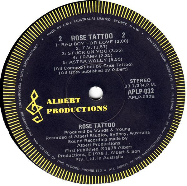 Rose Tattoo – Rose Tattoo LP vinyl record, image 5 of 5