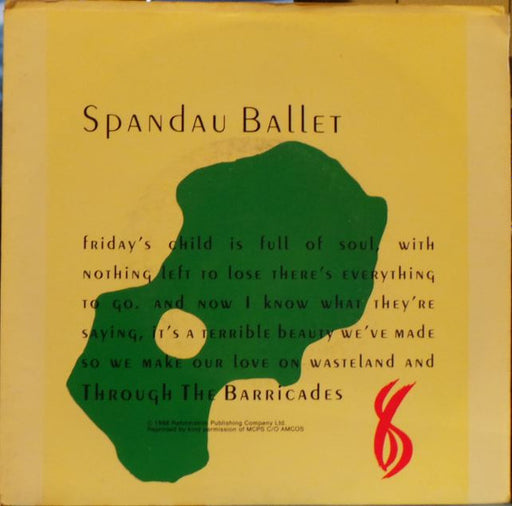 Spandau Ballet – Through The Barricades 7" vinyl record, image 1 of 4