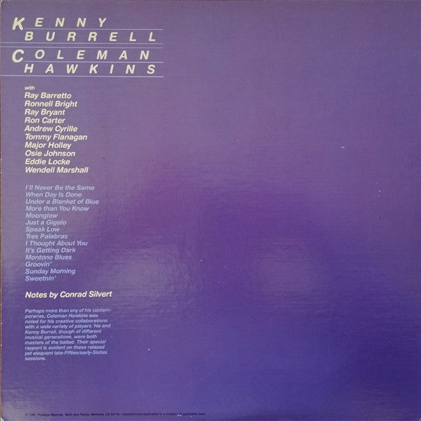 Kenny Burrell, Coleman Hawkins – Moonglow (2xLP) LP vinyl record, image 2 of 8