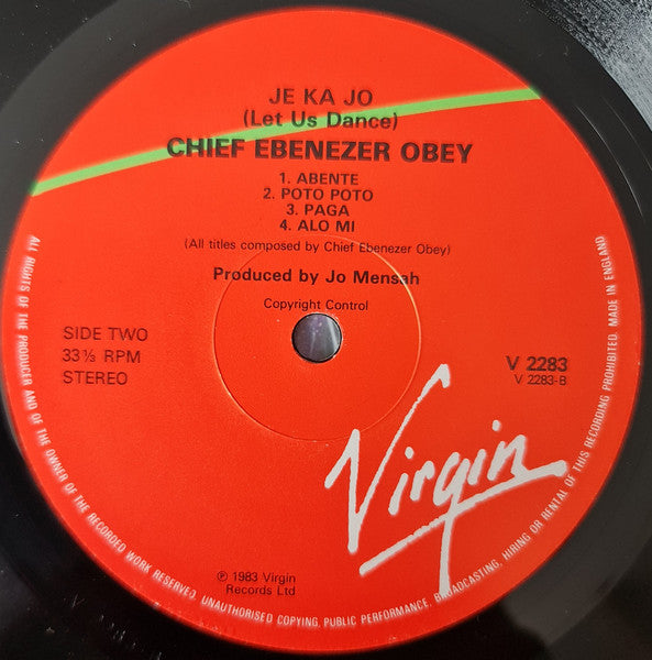 Ebenezer Obey – Je Ka Jo LP vinyl record, image 4 of 4