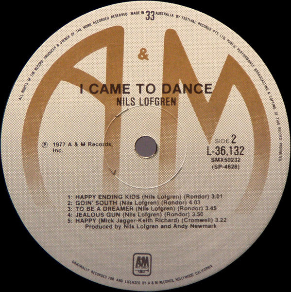 Nils Lofgren – I Came To Dance LP vinyl record, image 5 of 5