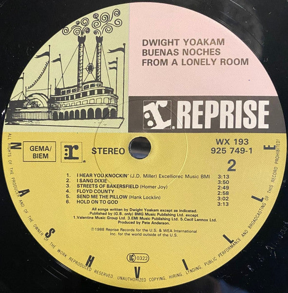 Dwight Yoakam – Buenas Noches From A Lonely Room LP vinyl record, image 3 of 3