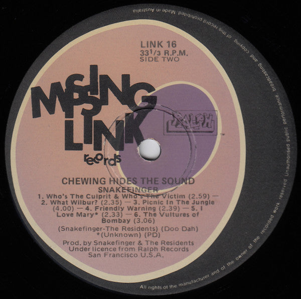 Snakefinger – Chewing Hides The Sound LP vinyl record, image 4 of 4