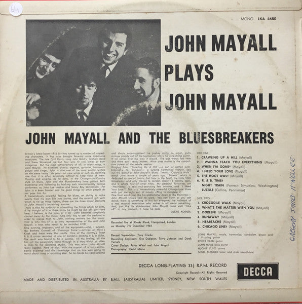 John Mayall – John Mayall Plays John Mayall LP vinyl record, image 2 of 3