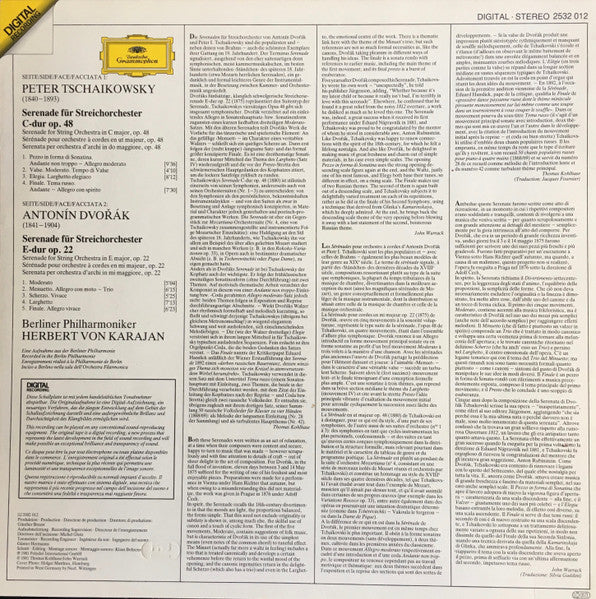 Pyotr Ilyich Tchaikovsky, Antonín Dvořák, Berliner Philharmoniker, Herbert von Karajan – Streicherserenaden = String Serenades LP vinyl record, image 2 of 4