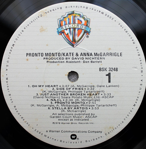 Kate & Anna McGarrigle – Pronto Monto LP vinyl record, image 3 of 4