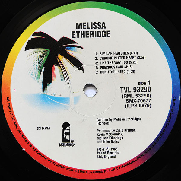 Melissa Etheridge – Melissa Etheridge LP vinyl record, image 3 of 7
