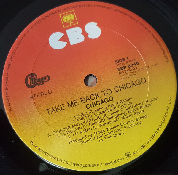 Chicago – Take Me Back To Chicago LP vinyl record, image 4 of 4