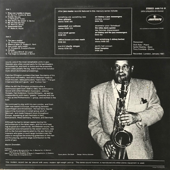 Ben Webster – Remember Ben Webster LP vinyl record, image 2 of 4