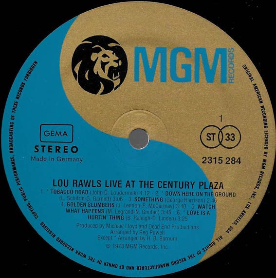Lou Rawls – Live At The Century Plaza LP vinyl record, image 3 of 4
