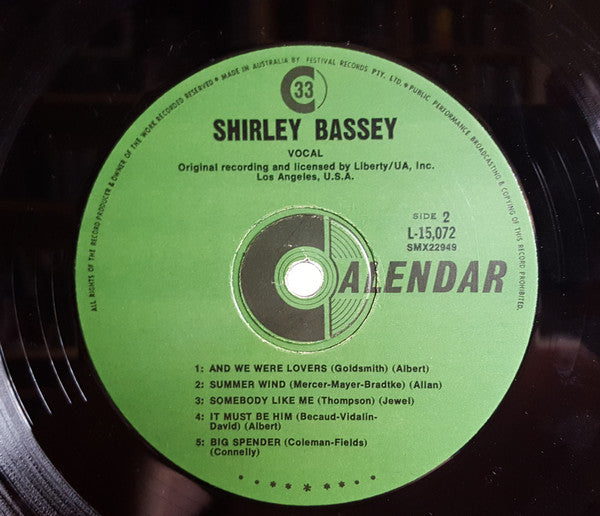 Shirley Bassey – Shirley Bassey LP vinyl record, image 2 of 3