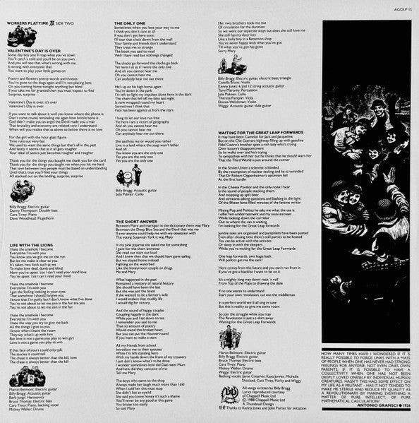 Billy Bragg – Workers Playtime LP vinyl record, image 6 of 7