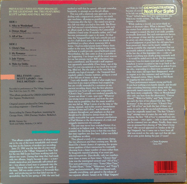 Bill Evans – More From The Vanguard LP vinyl record, image 2 of 4