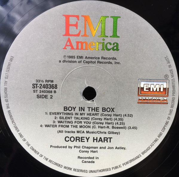 Corey Hart – Boy In The Box LP vinyl record, image 4 of 6
